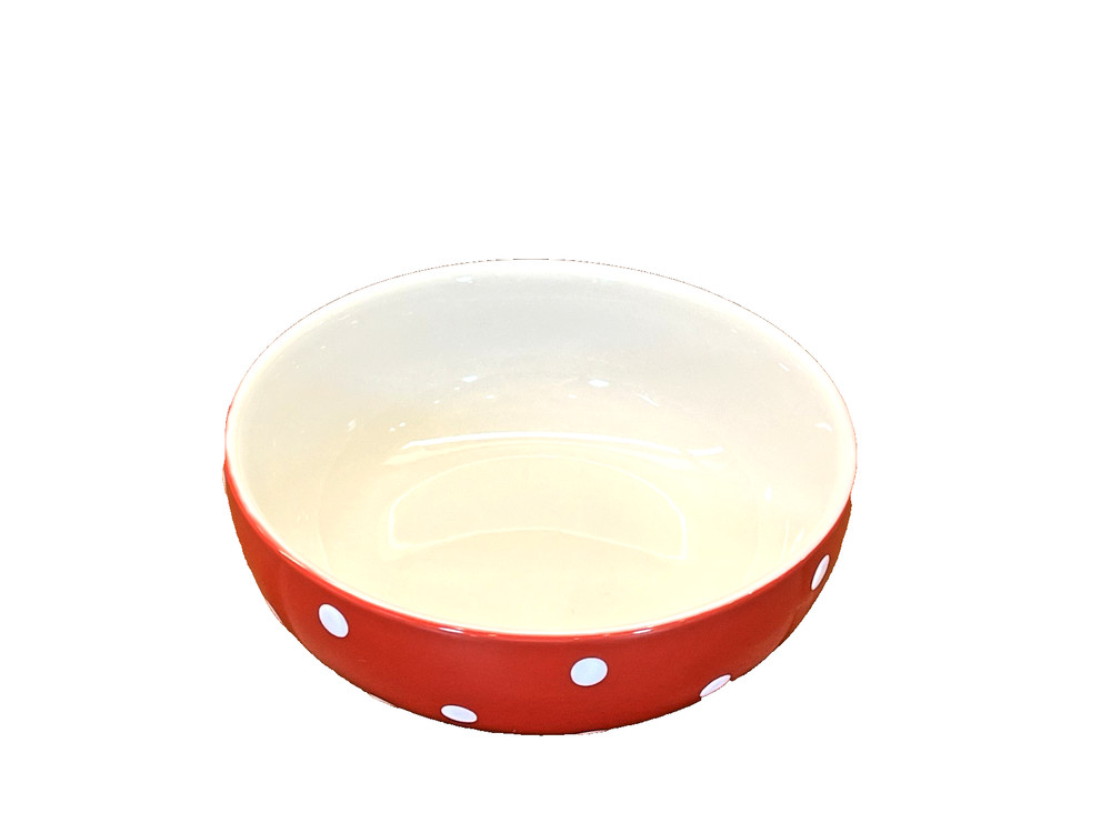 Spode Baking Days Red with White Dots Pasta Bowl 7" New
