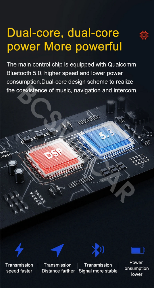 2X Motorcycle Intercom 500m 2 Riders Bluetooth Helmet Headset With Flashlight