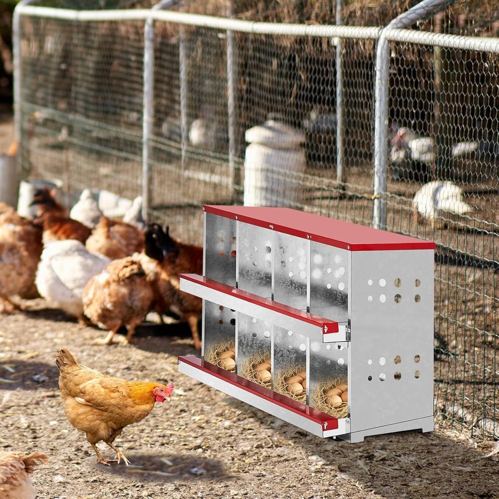 8 Compartment Chicken Metal Nesting Box, 8 Room Wall Mountable Nesting Boxes Hen