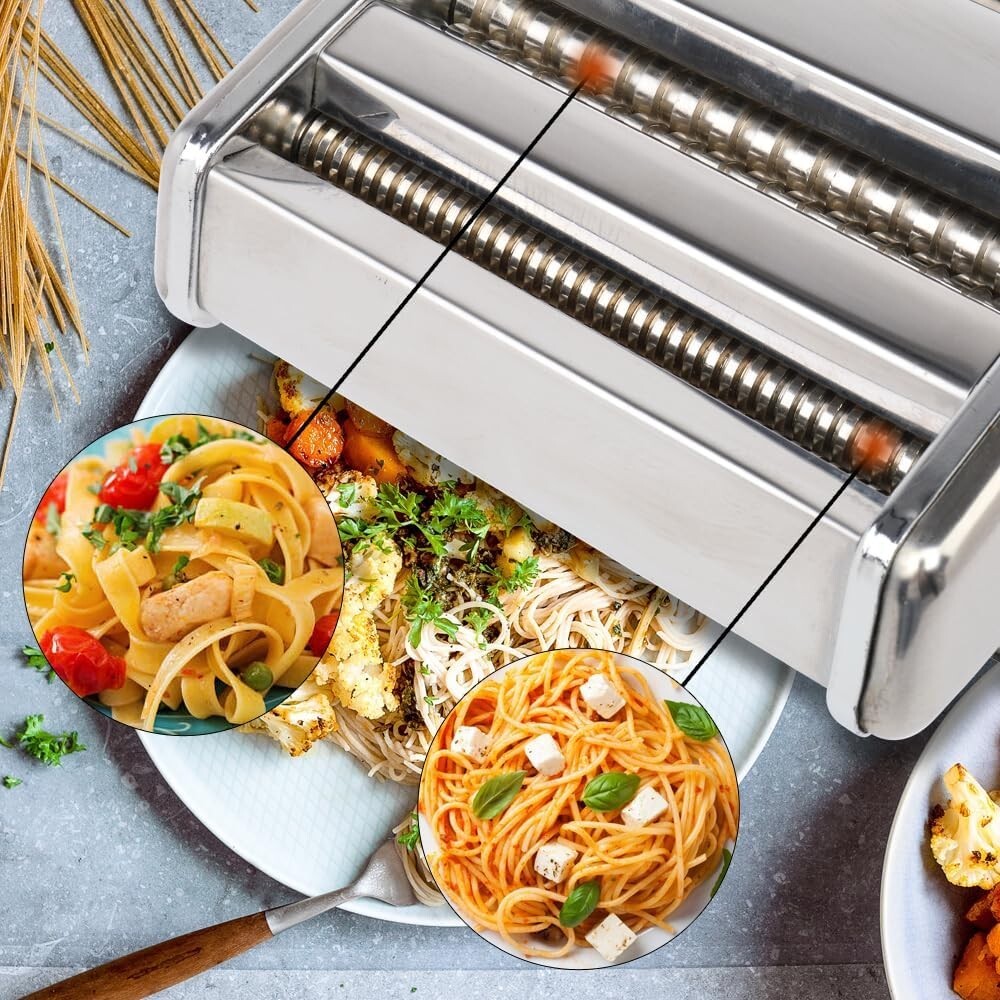Stainless Fresh Pasta Maker Roller Machine for Spaghetti Noodle Kitchen Tool US