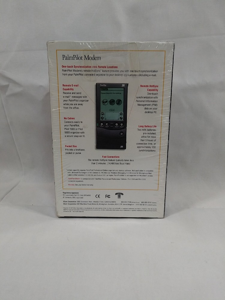 Vintage 3Com PalmPilot Modem One Touch Synchronization (10201U) 14.4 Kbps