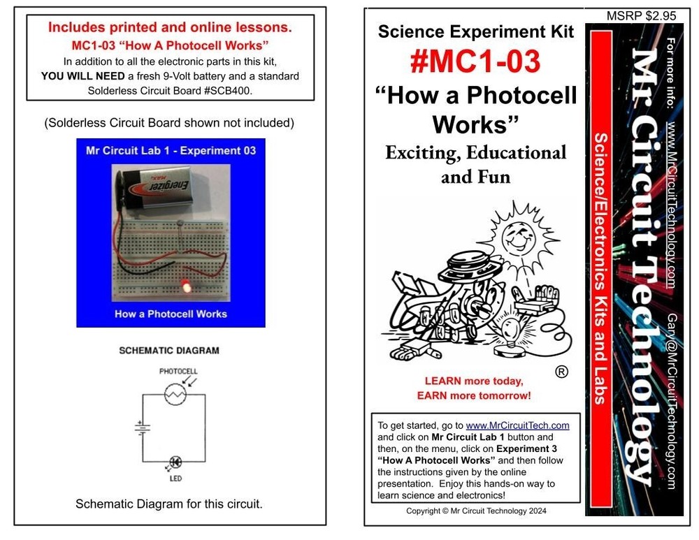 MC1-03 ** Mr Circuit Science ** Experiment Kit -How A Photocell Works