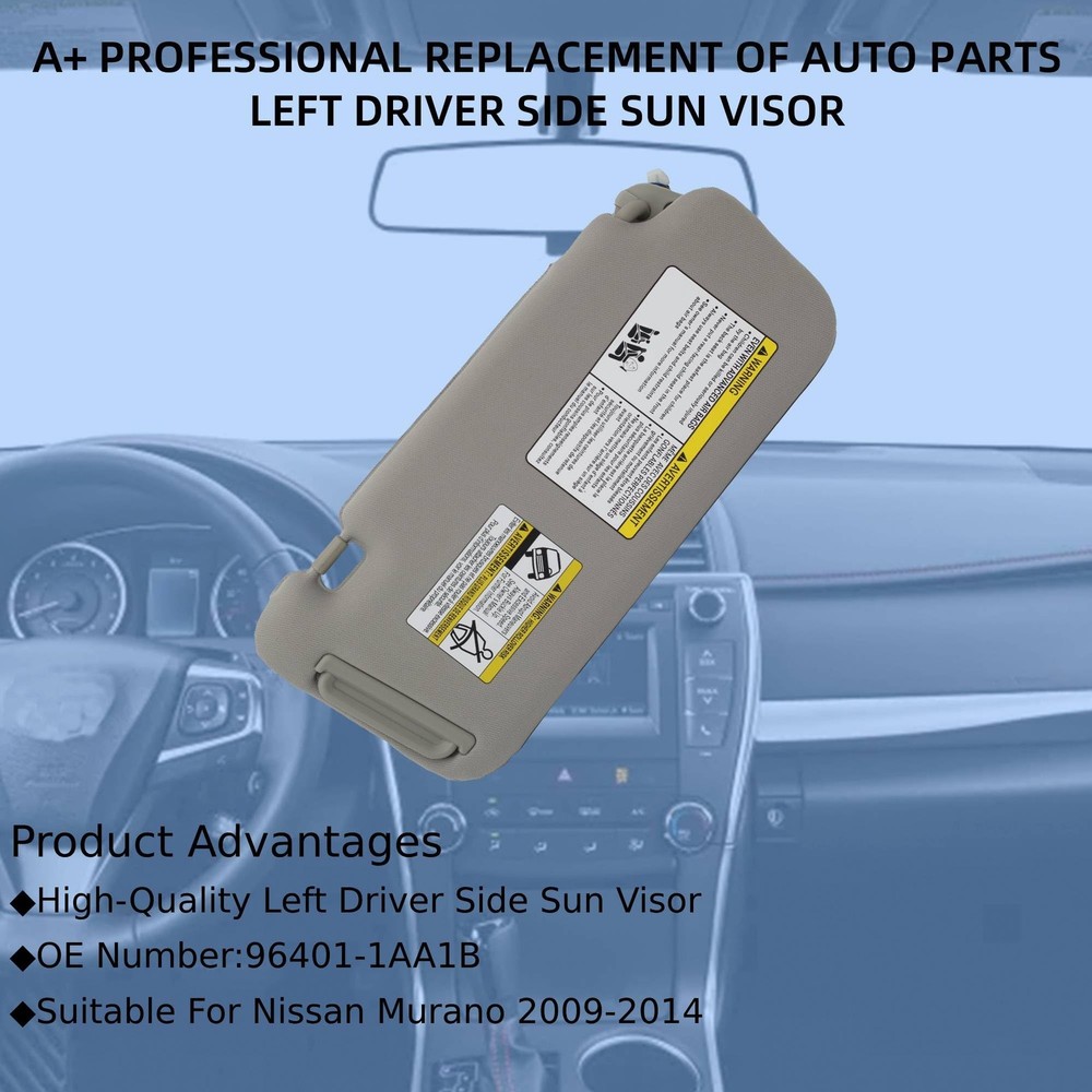 Left Driver Side Sun Visor with Light Compatible