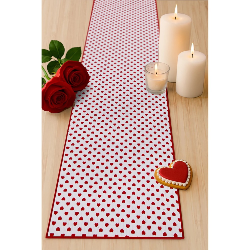 Reversible Hearts Table Runner Cotton