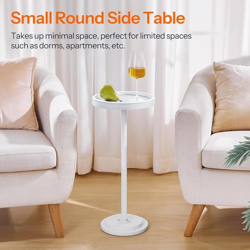 Small Round Accent Table Vintage Drink Table Rustic Side Table Easy Assembly New