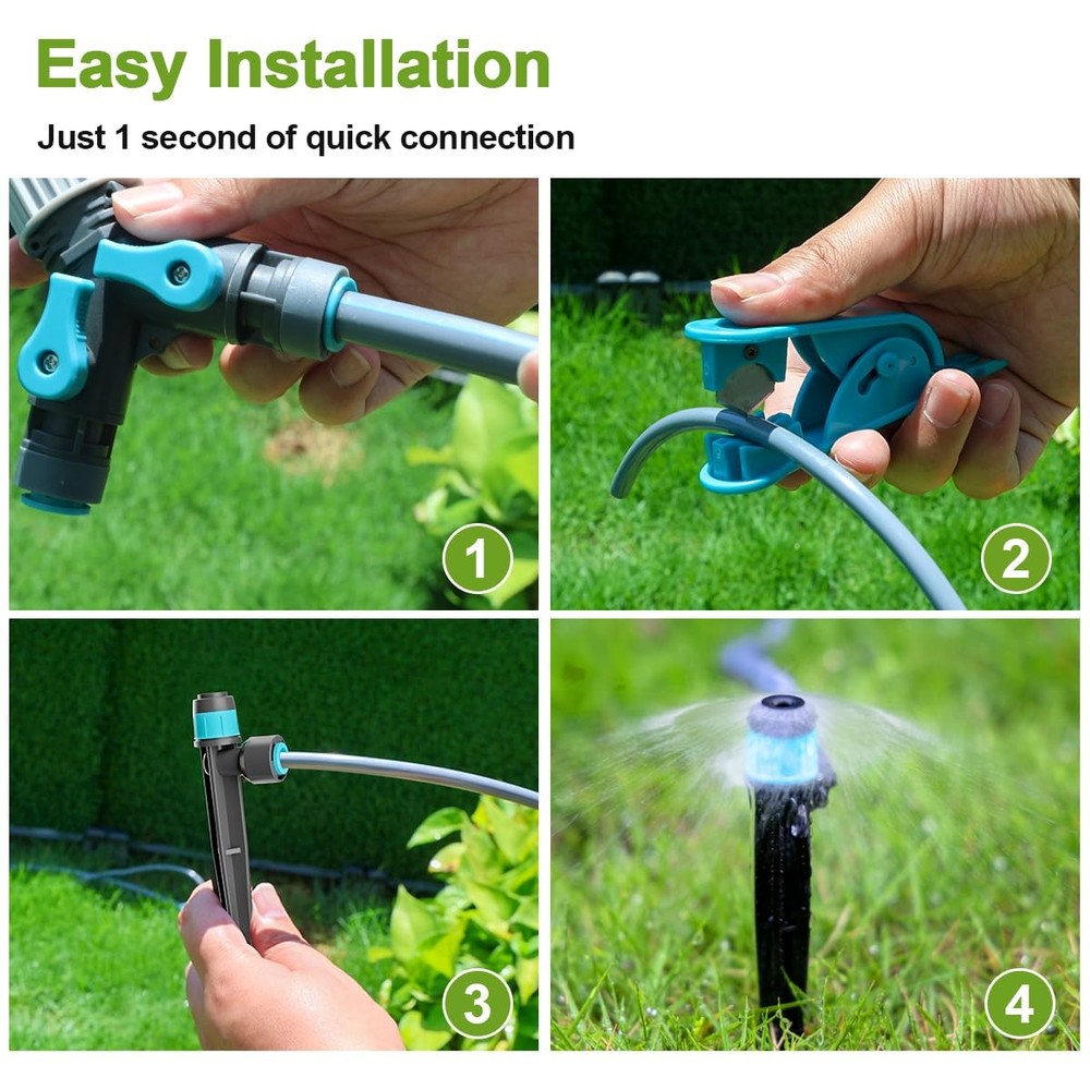 Drip Irrigation Kit 97FT Automatic Garden Watering System Quick Connect