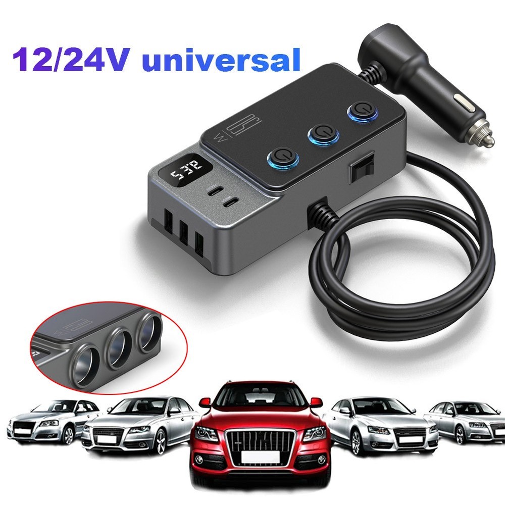 8in1 Multi Socket Car Cigarette Lighter Splitter QC3.0 PD USB/C Charger Adapter