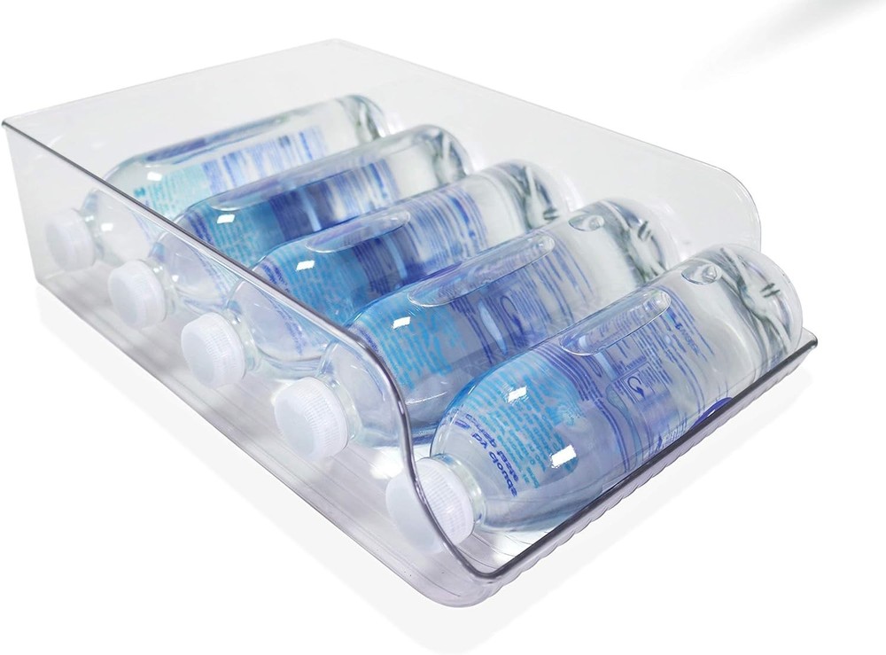 2 Pack Refrigerator Water Bottle Holder Bin Organizer Clear Plastic NEW