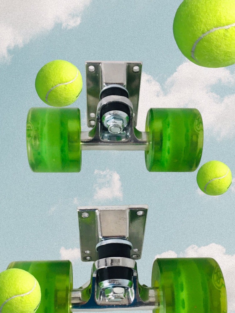 Skateboard Wheels Green Translucent w/Baseplate & Hardware