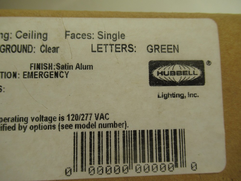 Hubbell LECSGLNE Dual-Lite Exit Sign Edge Lit LED Green