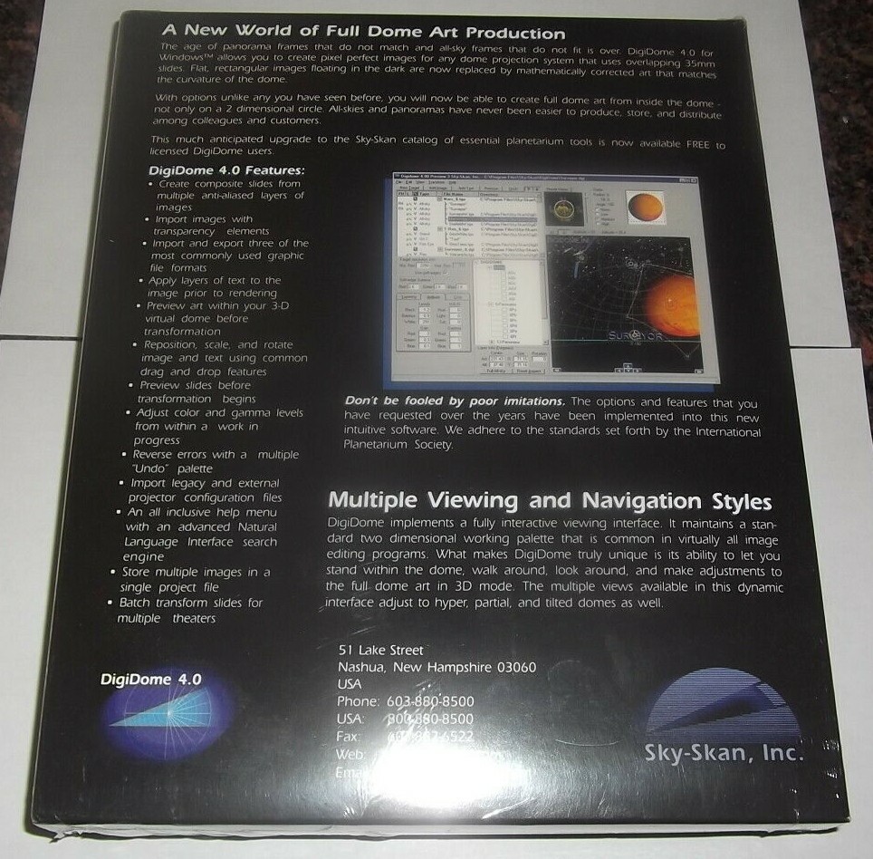 DIGIDOME 4.0 FULL DOME IMAGE PROCESSING COMPOSITION SOFTWARE SKY-SKAN INC CD/DVD