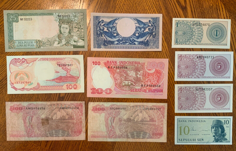 Vintage World Banknote Lot from Indonesia.