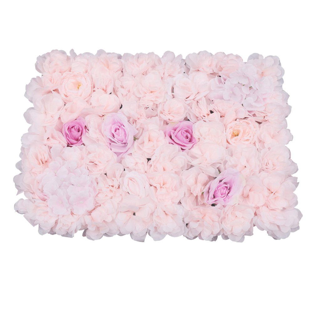 4Pcs Artificial Flower Wall Panel Backdrop Wedding Party Background Venue Decor