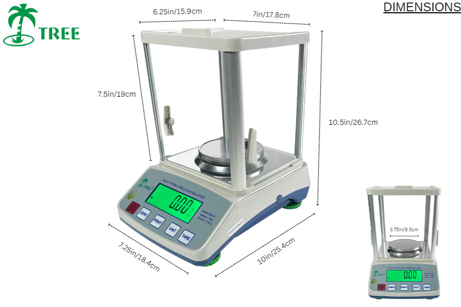 Tree HRB 303 Analytical Scale – 0.001g Precision, Dual Display, Draft Shield