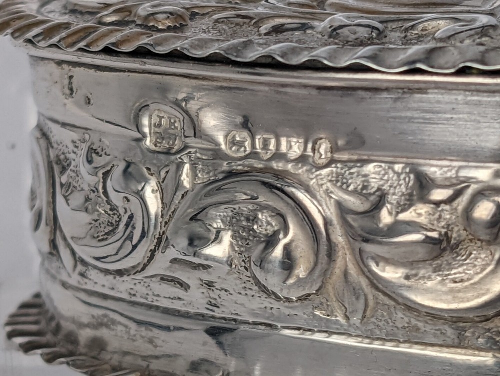 A Victorian solid silver heart shaped box date 1885 Rosenthal, Jacob & Co.