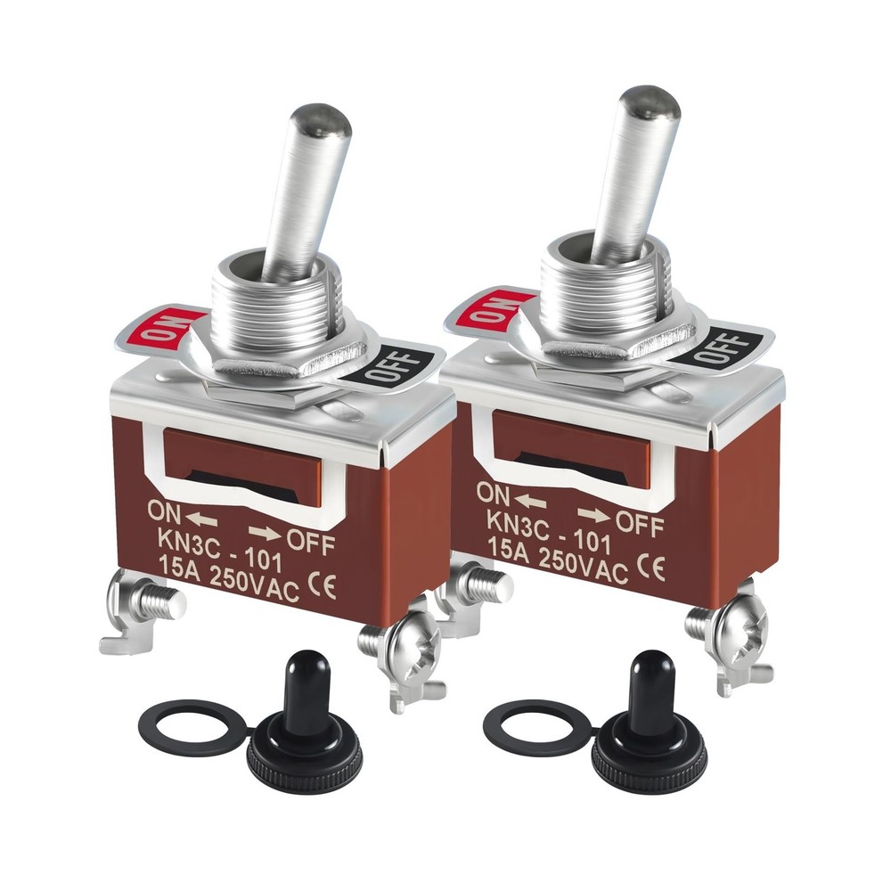 Toggle Switch 12v DC 30A, 2Pack 2Pin SPST ON Off Switch with Waterproof Boot ...