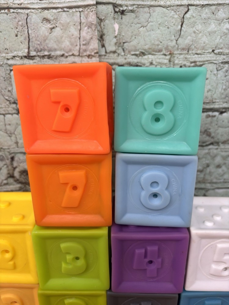 Lot Infantino Squeeze Stack Block Sensory Developmental Animals Colors Numbers