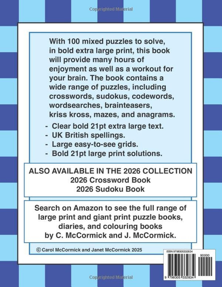 2026 Mixed Puzzles Book Extra Large Print