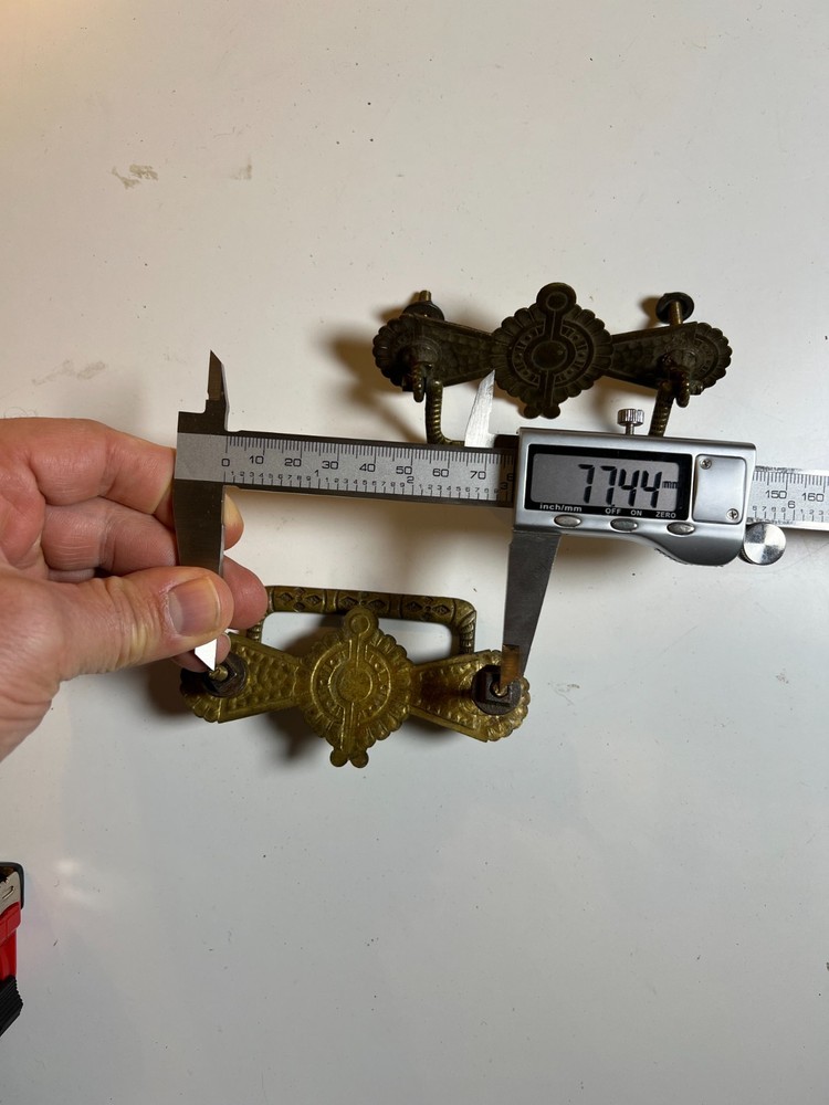 Pair Ornate Antique Eastlake Brass Drawer Pulls Pull Handle Handles Victorian