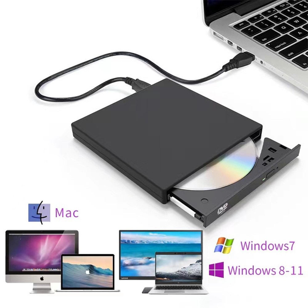 USB 2.0 Slim External DVD Rom Optical Drive CD DVD RW Player Reader Recorder t