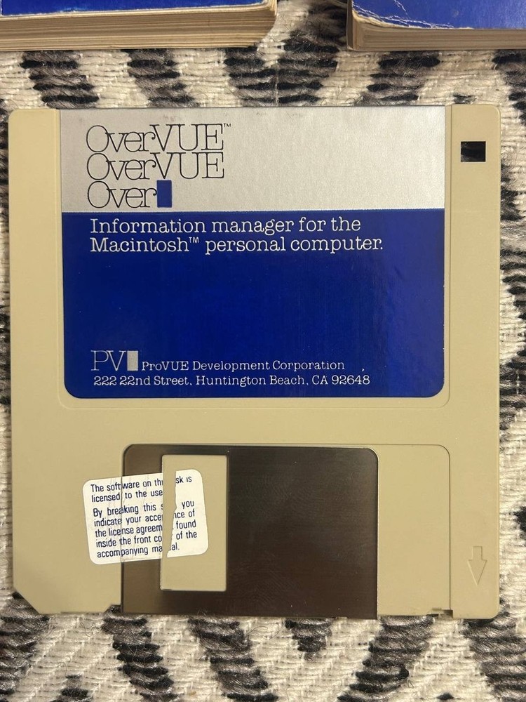 OverVUE Apple Macintosh Info Manager Manual + Disk Vintage Software Set