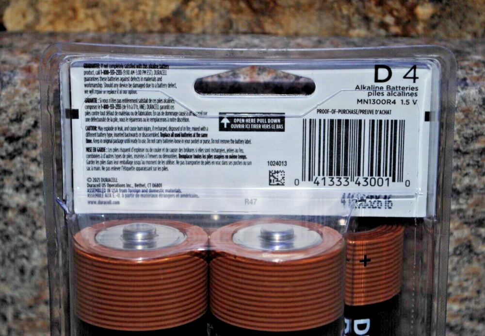 Duracell D4 Battery 4-Pack