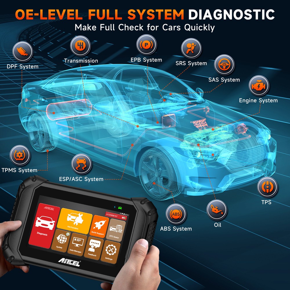 ANCEL V5BT OBD2 Bidirectional Scanner Car Diagnostic Tool Injector Coding CAN-FD