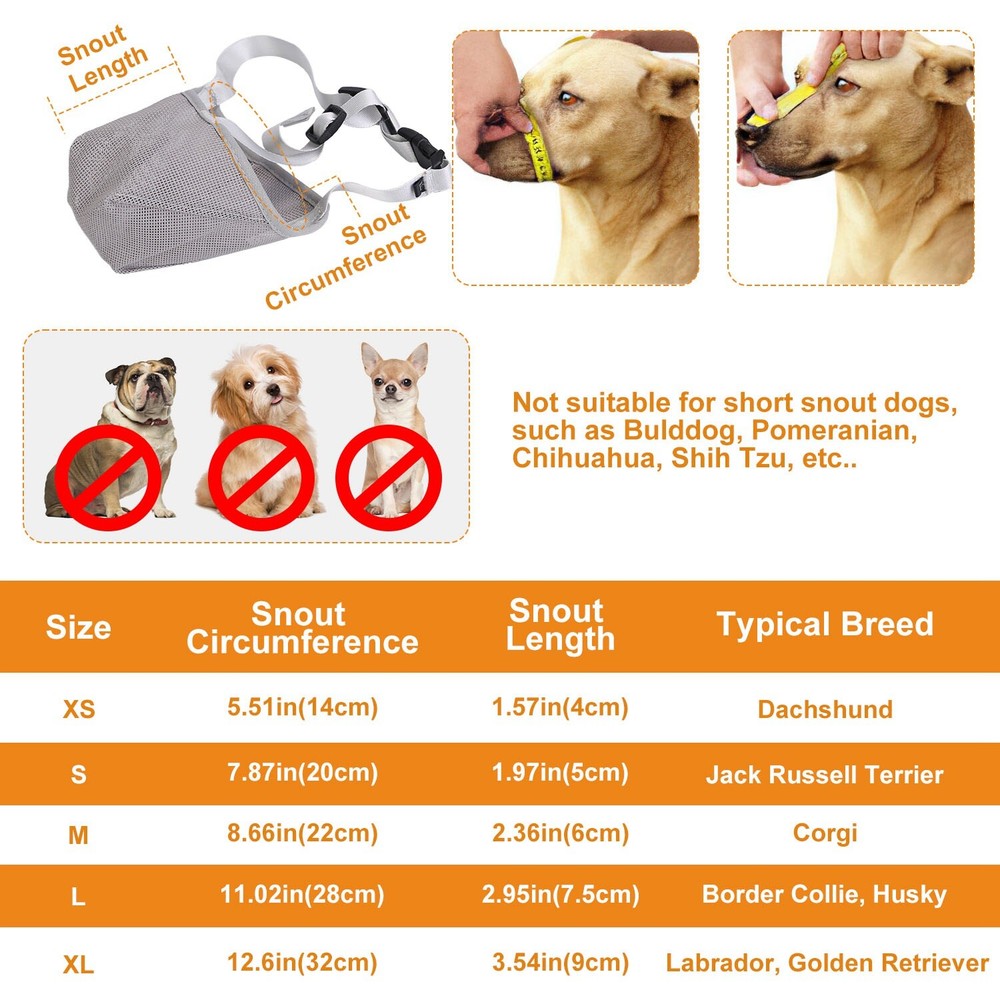Adjustable Pet Muzzle Mask Mesh Muzzle Dog Mouth Cover Mesh Neck Strap for Dog