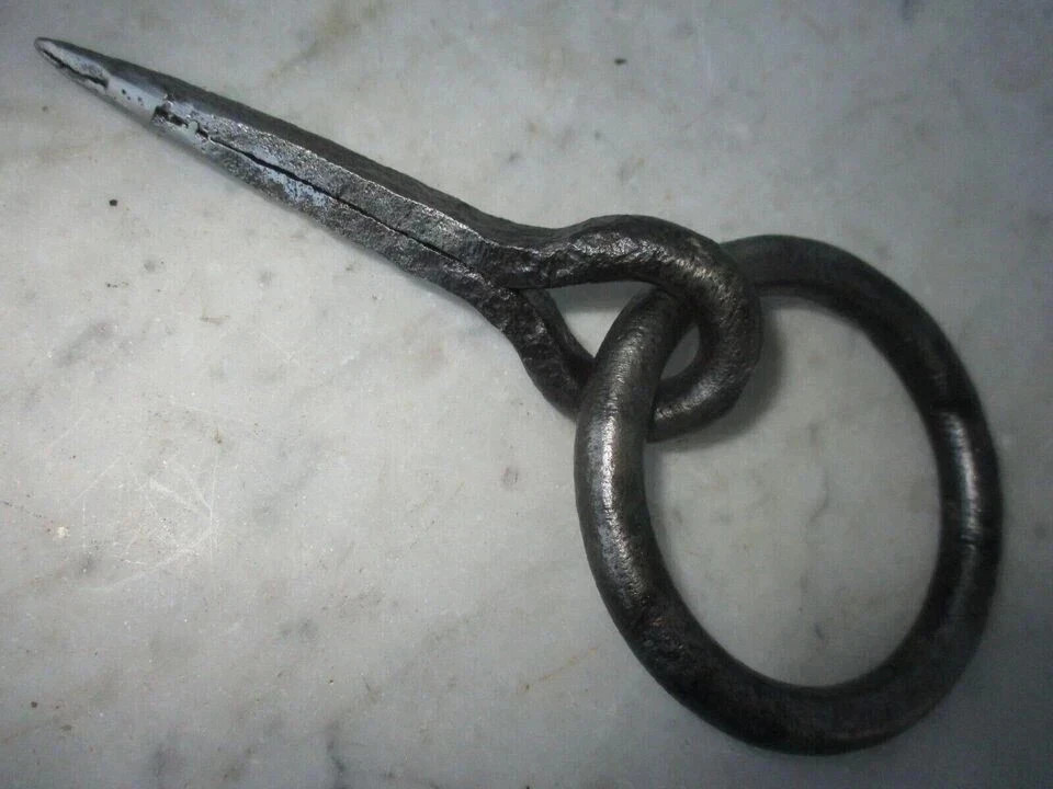 Antique Wrought Iron Tethering Ring on Pin Blacksmith Hardware Pin