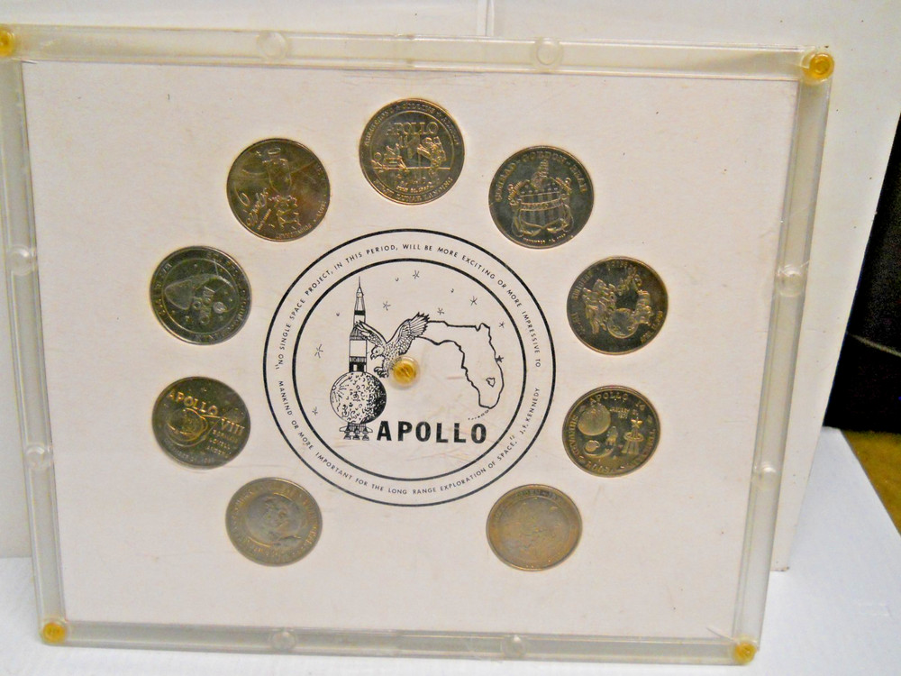 NASA Space Shuttle Missions Apollo 7-15 Challenge Coins in Protective Case