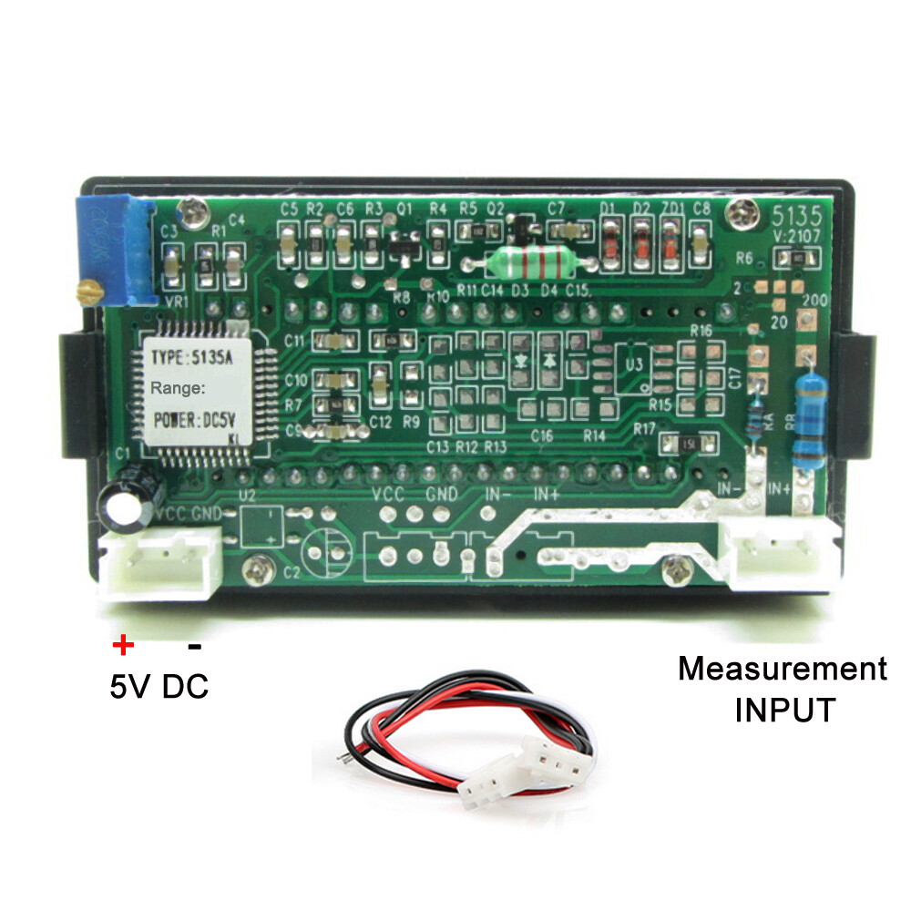 DC Voltmeter Ammeter Current Voltage Meter Red LED 3 1/2 Digit Panel Uncovered