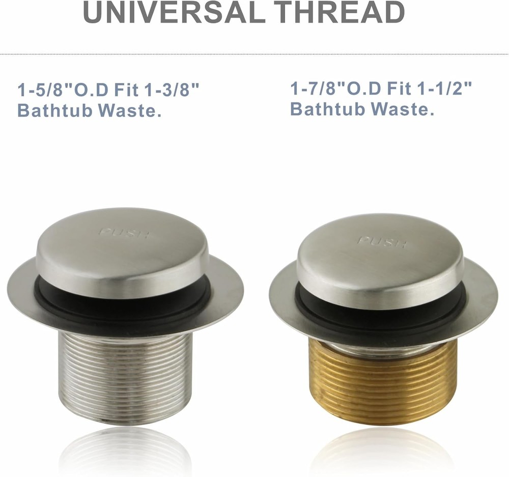 Brushed Nickel Tub Drain Tip-Toe Trim Set Conversion Kit
