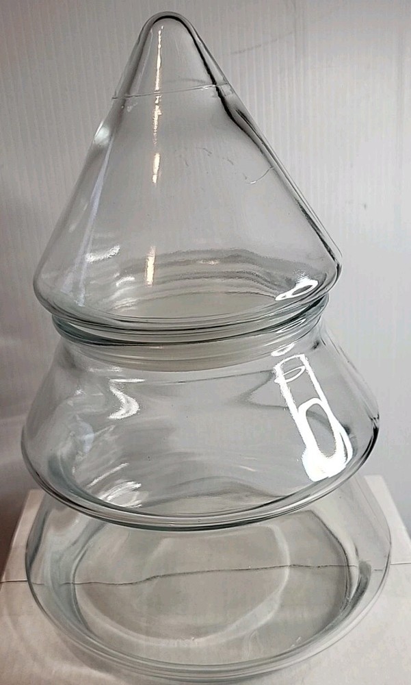 Anchor Hocking Clear Glass Christmas Tree Cookie Or Candy Container