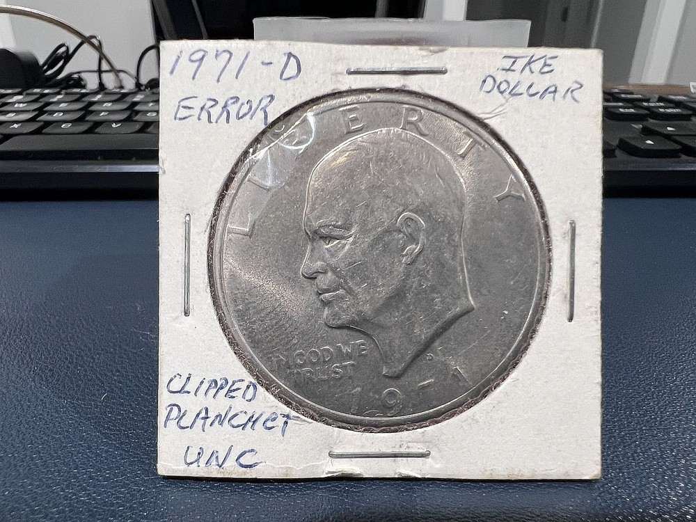 1971-D $1 Eisenhower Dollar Error Clipped Planchet