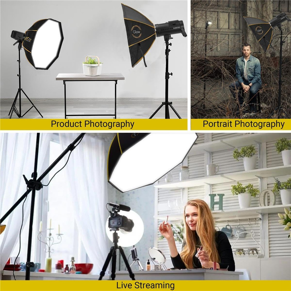 EZ Lock 25" Octa Small Quick Softbox, Eight-Sided Parabolic Softbox Opens up and