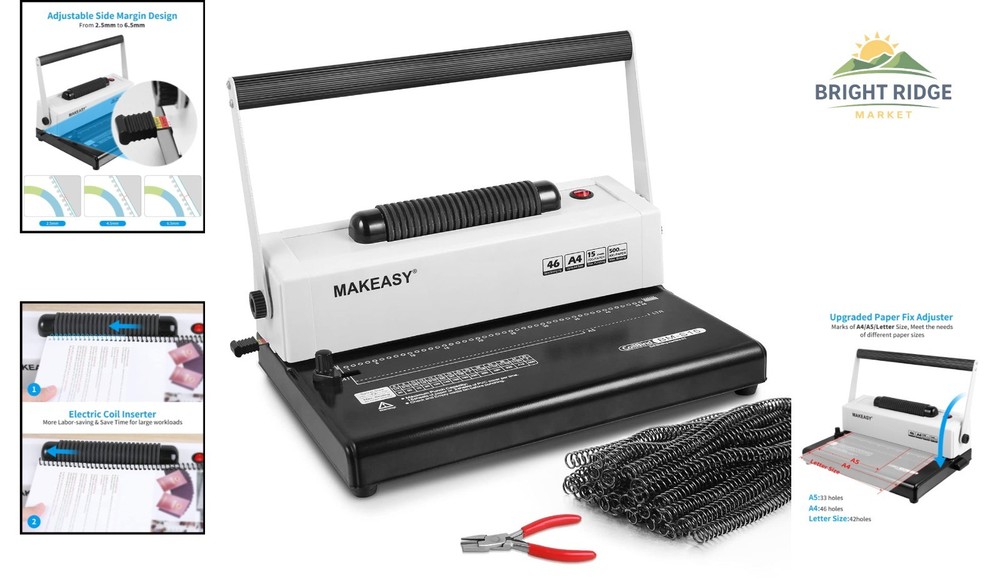 Professional Coil Binding Machine with Adjustable Margin for Multiple Sizes