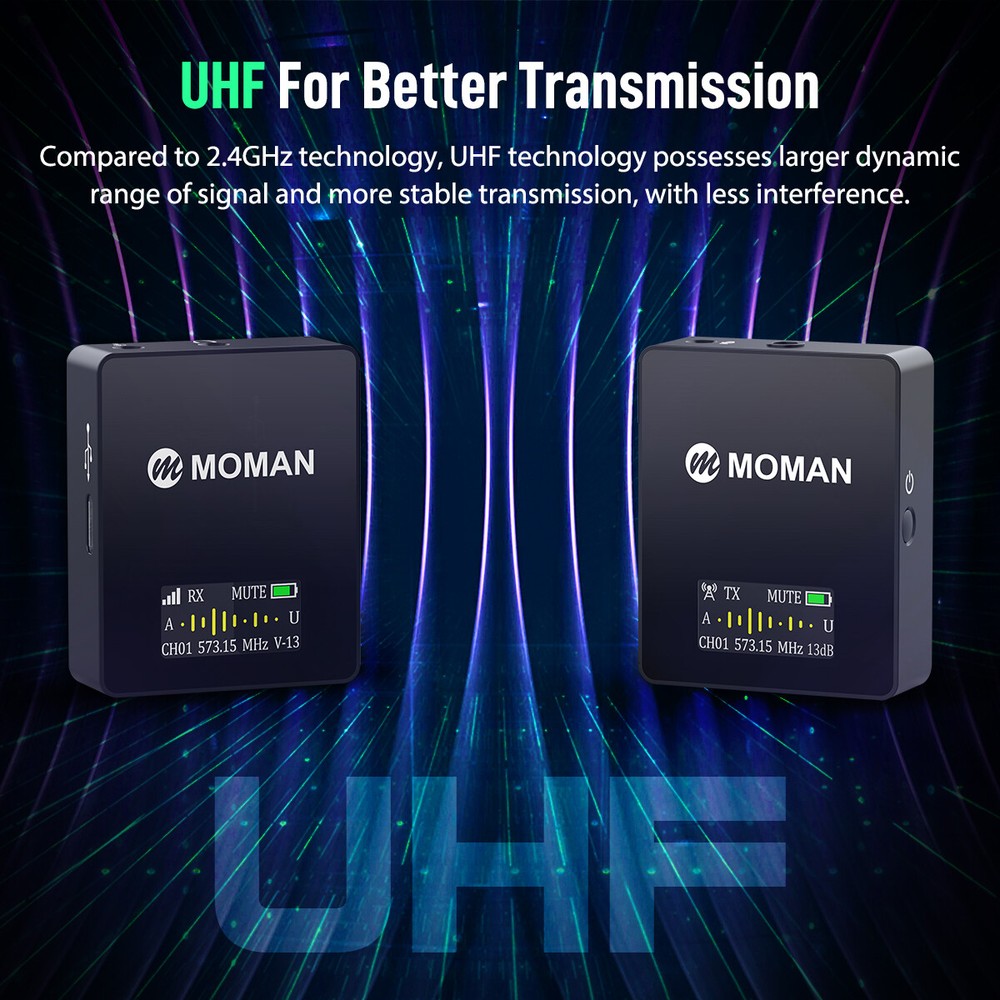 Wireless Lavalier Microphone System UHF Transmitter with Receiver for Phone DSLR