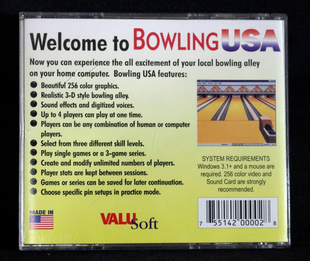 VALUSOFT BOWLING USA CD ROM FOR WINDOWS 3.1