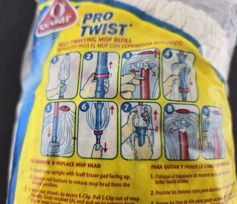 O Cedar Pro Twist N Mop Replacement Self Twisting Mop Refill Head New