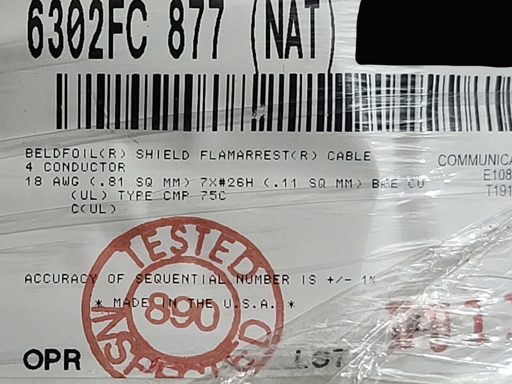 Belden Wire 6302FC 18/4C Shielded Control/Security/Audio Cable Plenum White/25ft