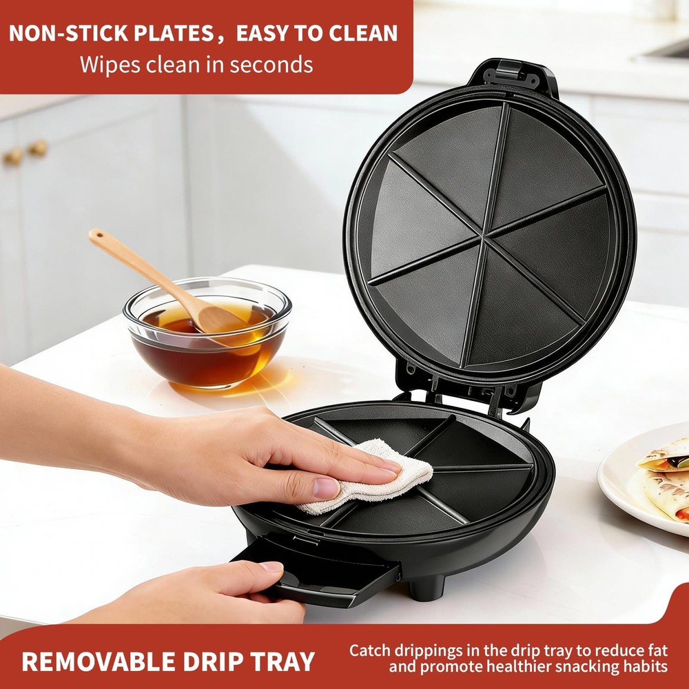 Electric Quesadilla Maker, 9.5'' Press with Easy Normal, Black