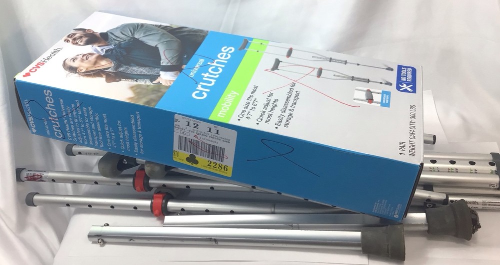CVS Universal Crutches for Users 4'7” to 6'7”Tall 300lbs.
