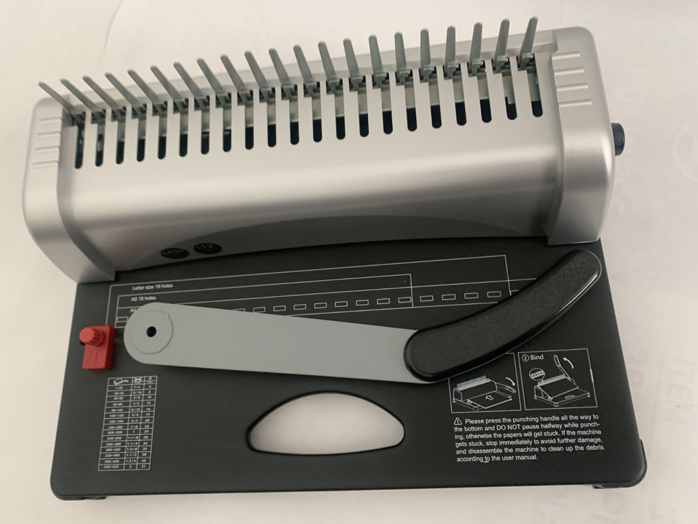 FLK Tech Binding Machine w/Starter Combs Set for A4-21 Hole /450 Sheets Paper