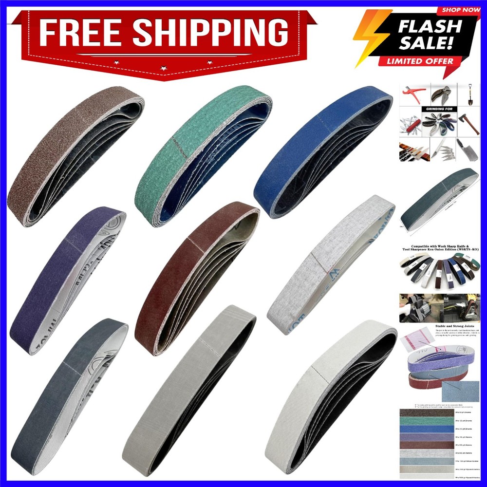 45 Pcs 3/4" x 12" Replacement Sanding Belt Kit for Work Sharp Knife & Tool Sh...