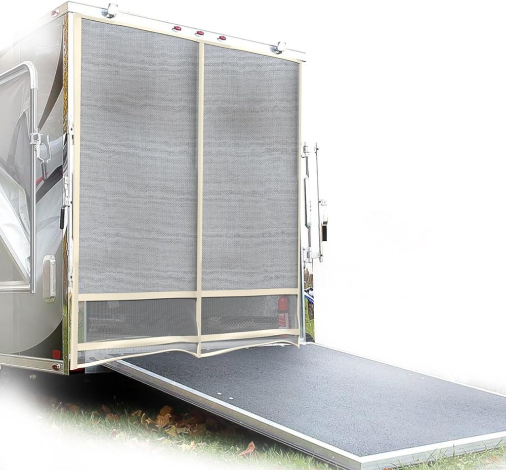 Toy Hauler Screen Door for Steel Frame Ramp Doors Up to 90 inch Tall with tape