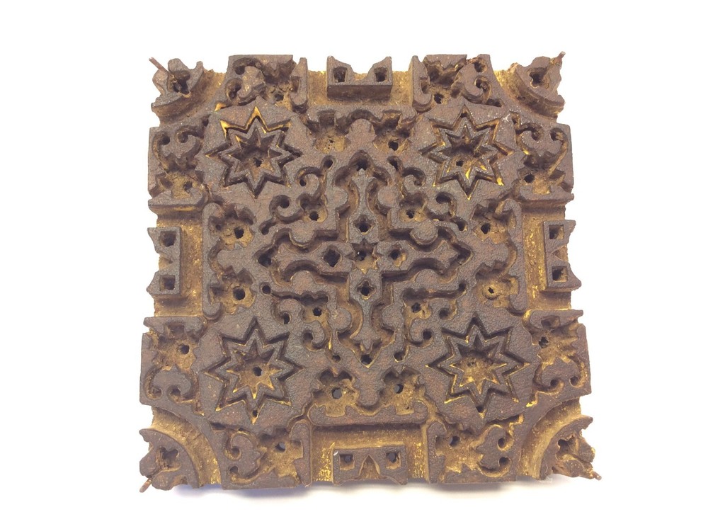 Antique Primitive Star Pattern Stamp Mold Print Making Design Blotter