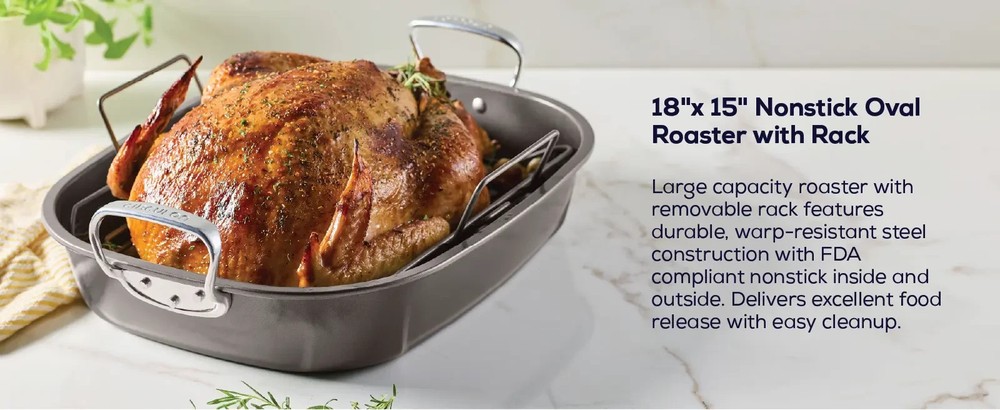 Circulon Non-stick Rectangular Oval Roaster Roasting Pan w/ Rack