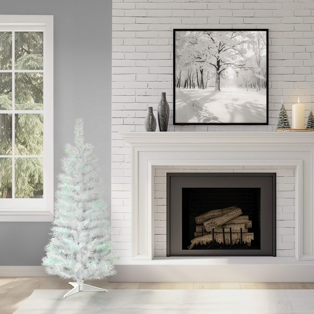 3 ft. Tinsel Collection White Iridescent Tree
