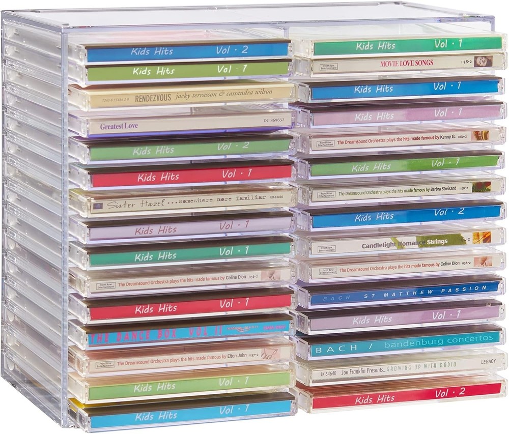 Compact Stackable CD Organizer | Clear Holder for 30 Jewel Cases | USA Made