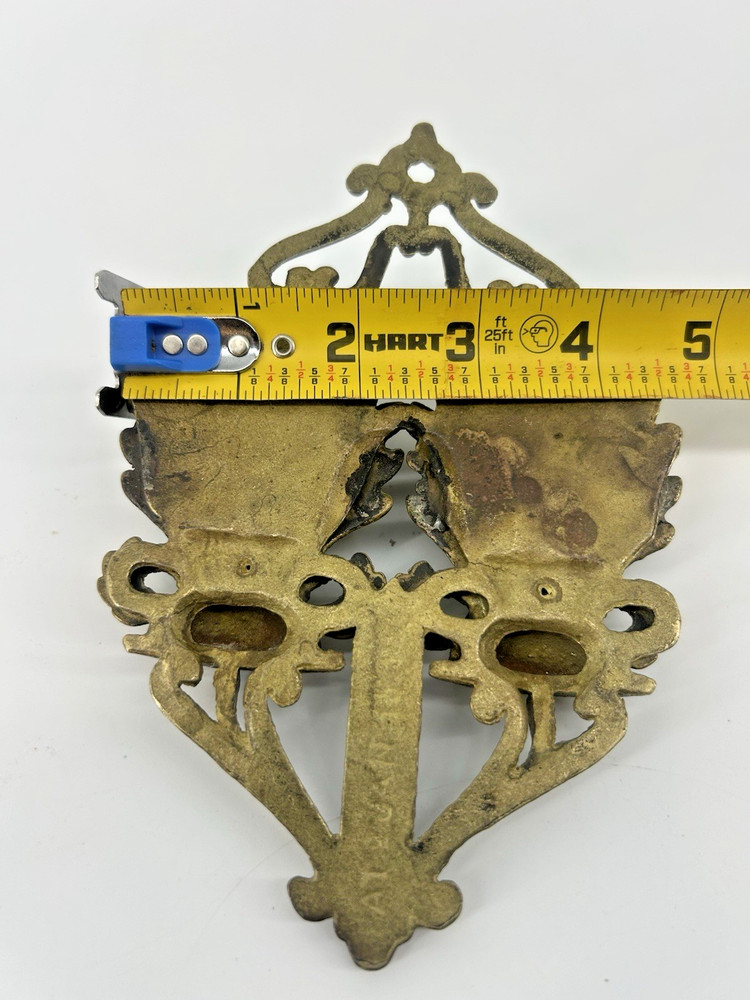 Vintage Antique Solid Brass Leaf Pattern Wall Match Safe Holder Decorative Neat!